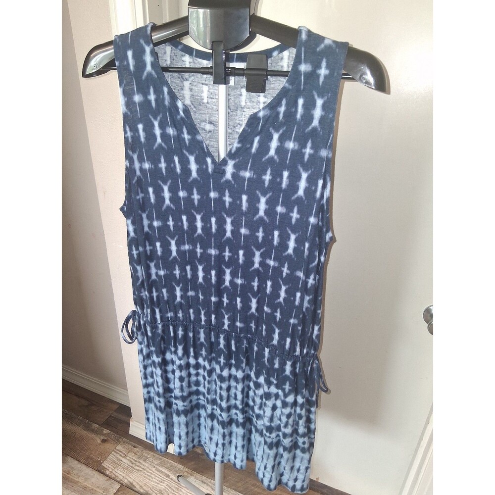 J. Jill Pure Jill Tie-Dye V-Neck Tunic Shift Dress, Large Coastal Resort Beachy - Picture 3 of 10